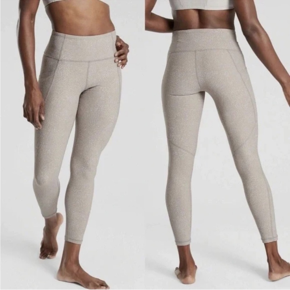 Athleta salutation stash pocket tight - Tan with white spots - Size S